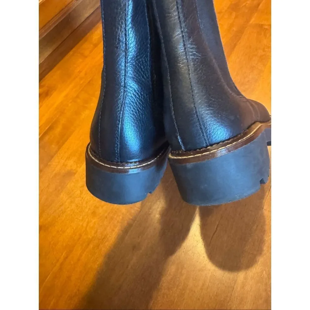 Caslon Womens Chelsea Boots Size 9.5 Black Leather Lug Sole Water Resistant Ankl